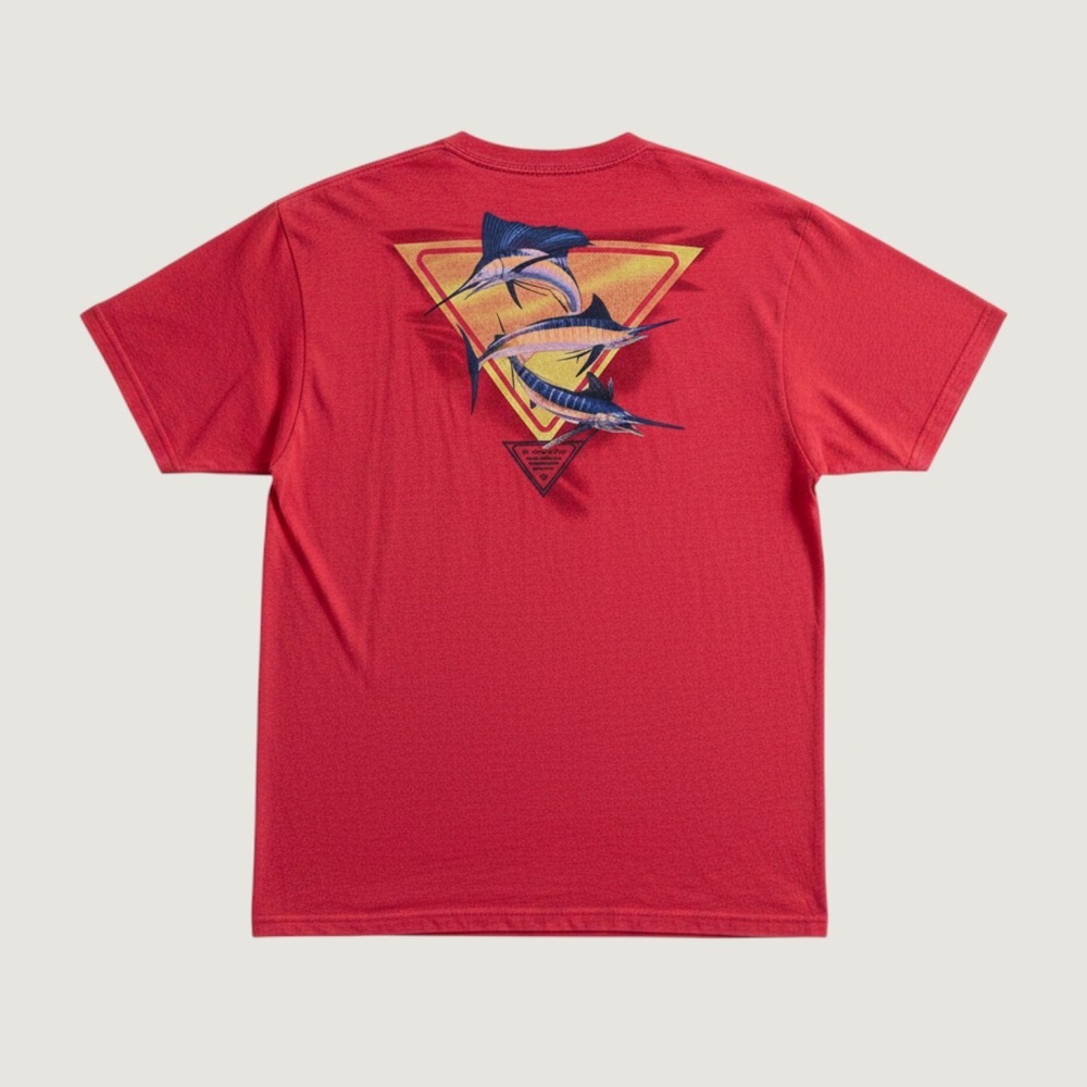 Columbia PFG Mens Red Marlin Graphic T-Shirt Short Sleeve Size Large